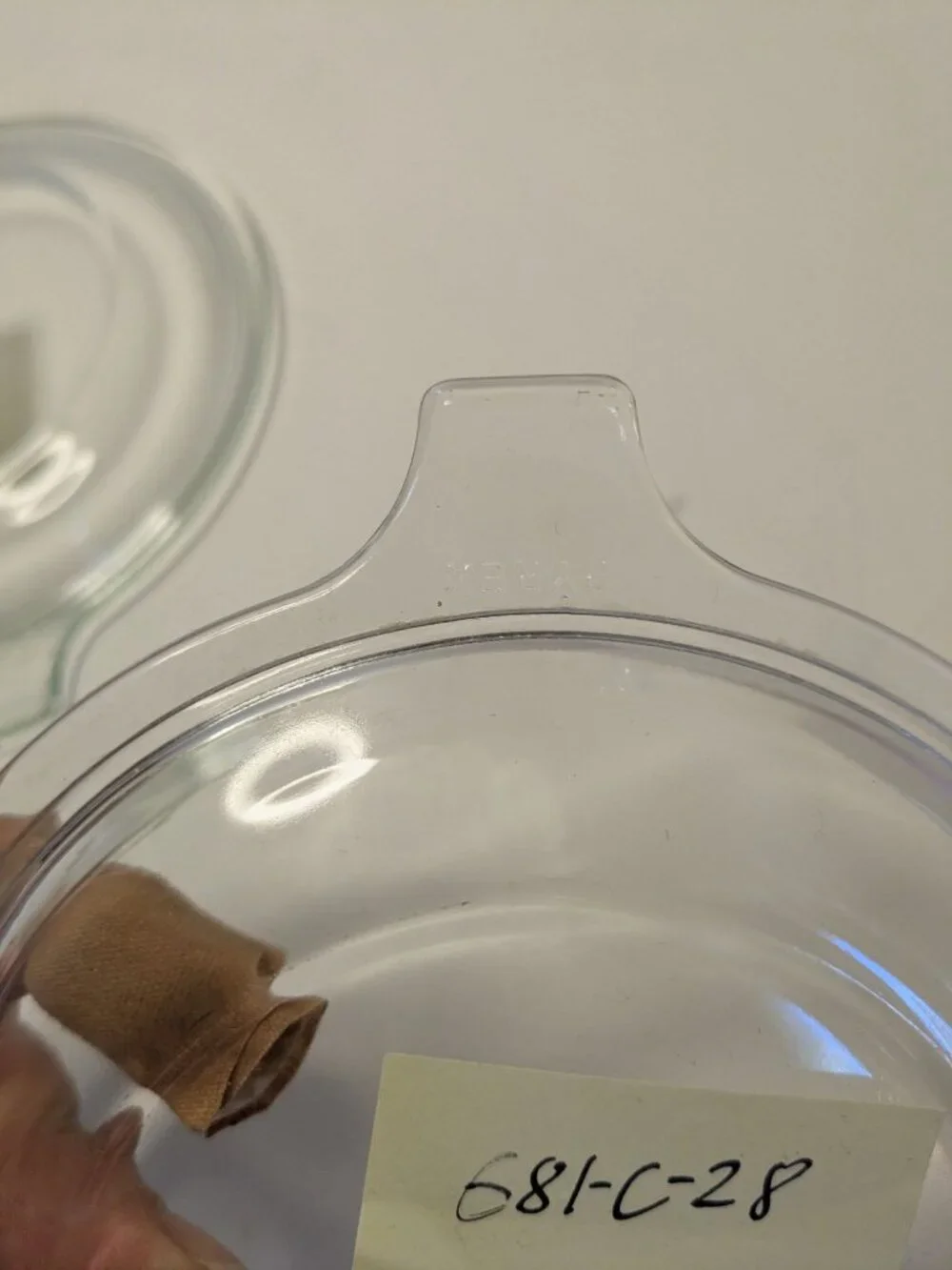 Two Clear Glass Replacement Lids With Handles 681-C-25 & 681-C-28 Approx 5.5
